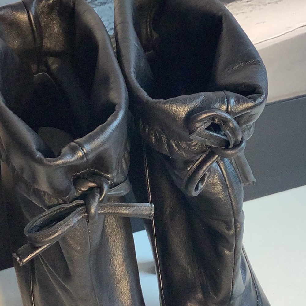 Boutique 9 Black Leather Platform Stiletto Convertible Shaft Ankle Boots Sz 9 M - Picture 8 of 12